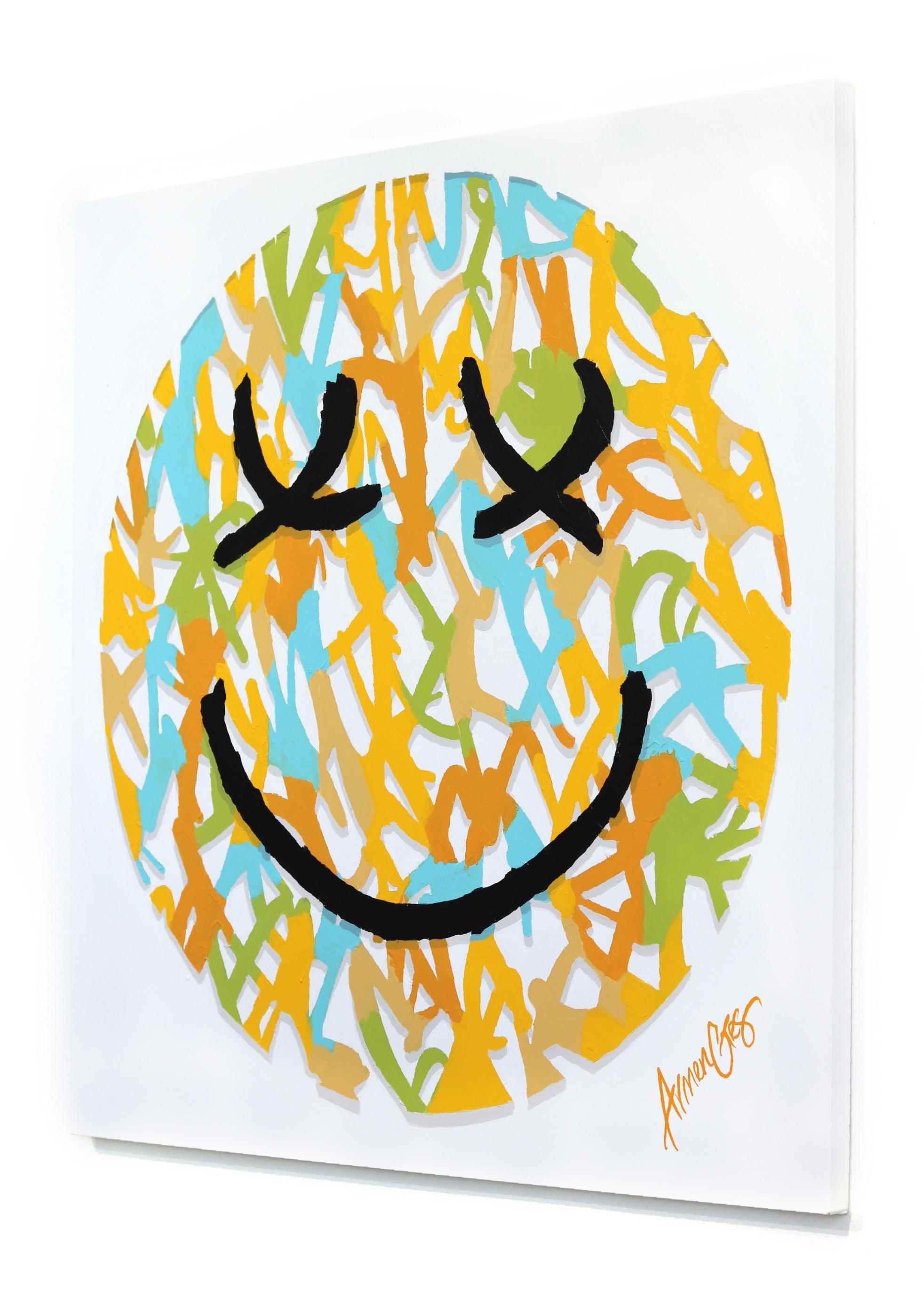 Hippy #2 - Graffiti Pintura Cara Sonriente Colorido Arte Original en venta 1