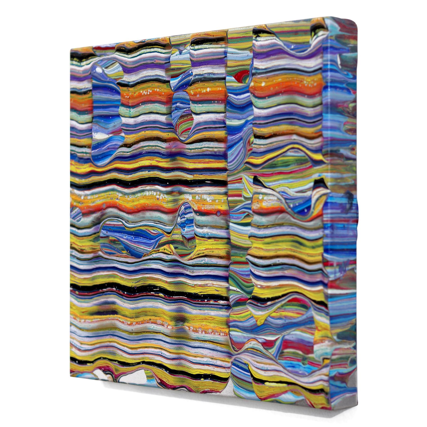 Reader's Digest - Pintura sobre lienzo con ilusión óptica abstracta de colores vivos en venta 1