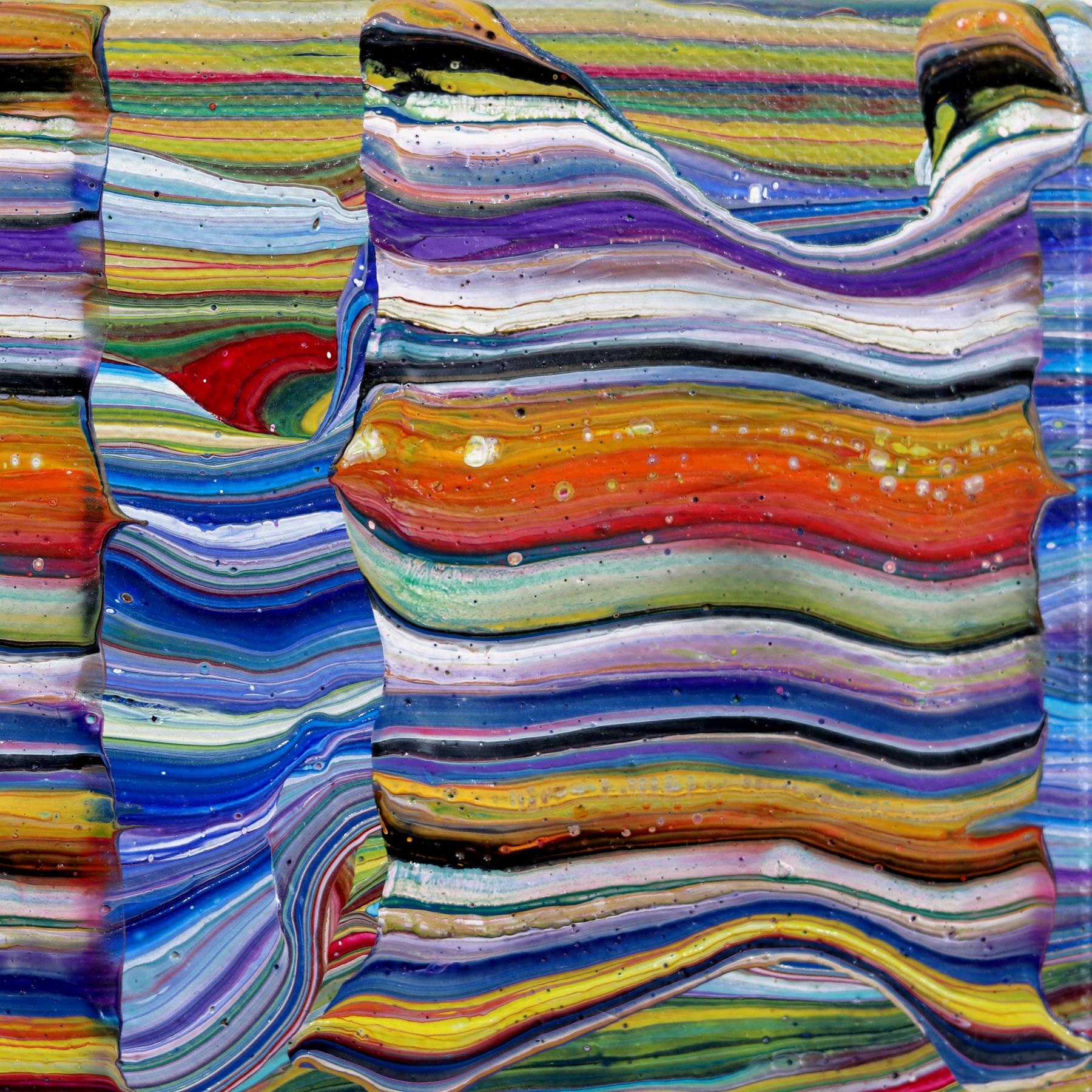 Reader's Digest - Pintura sobre lienzo con ilusión óptica abstracta de colores vivos en venta 2