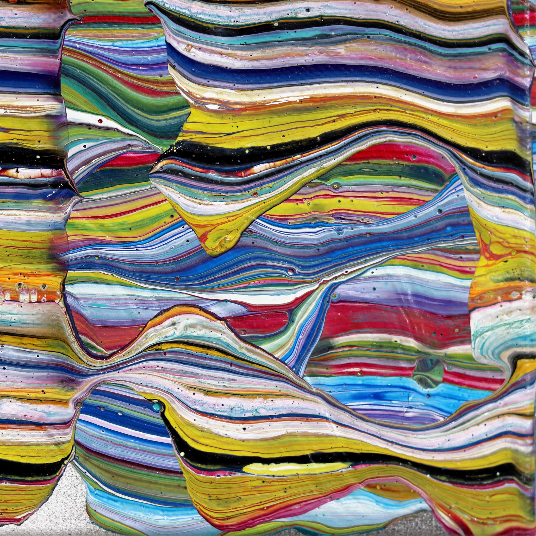 Reader's Digest - Pintura sobre lienzo con ilusión óptica abstracta de colores vivos en venta 5