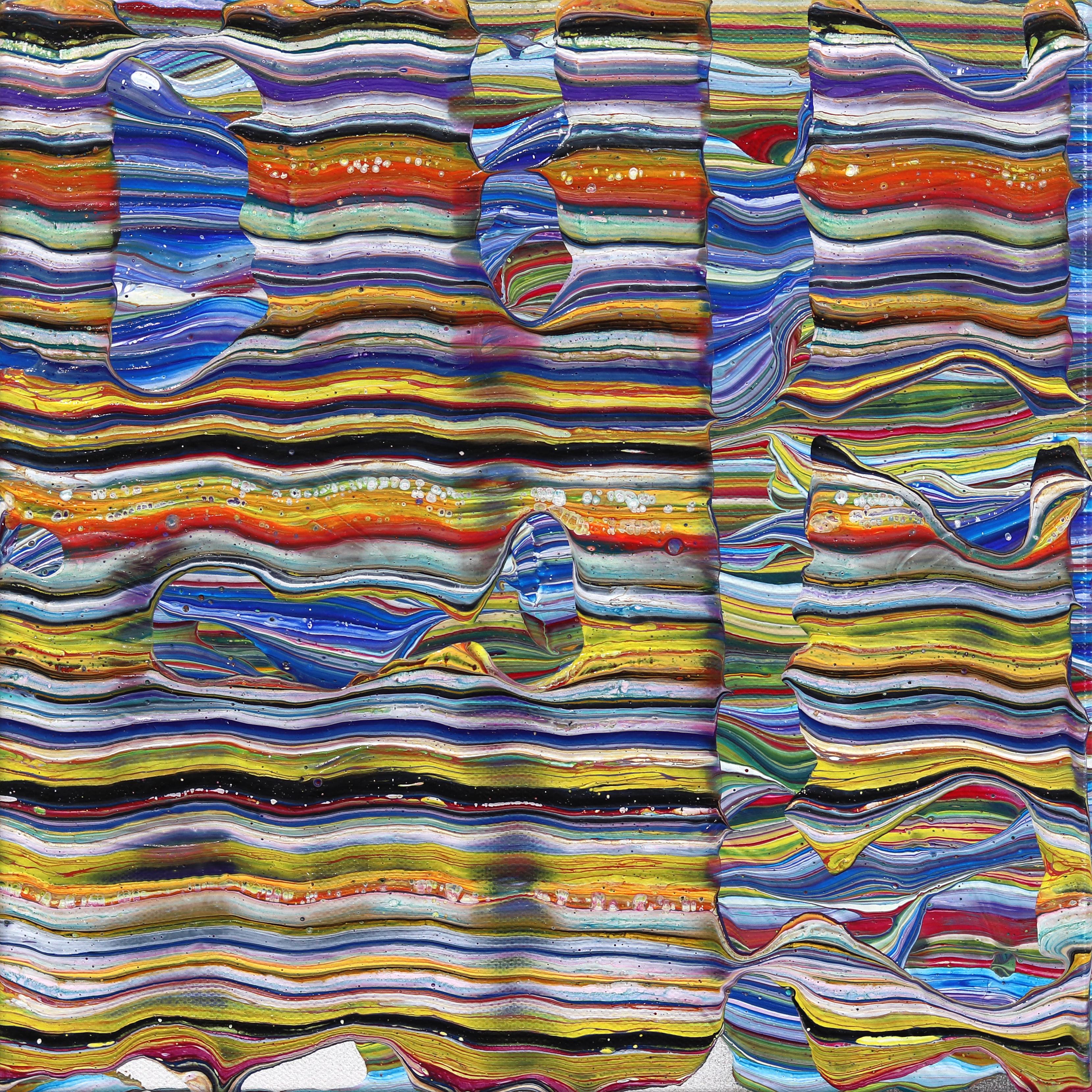 Reader's Digest - Pintura sobre lienzo con ilusión óptica abstracta de colores vivos - Art de Armen Ges