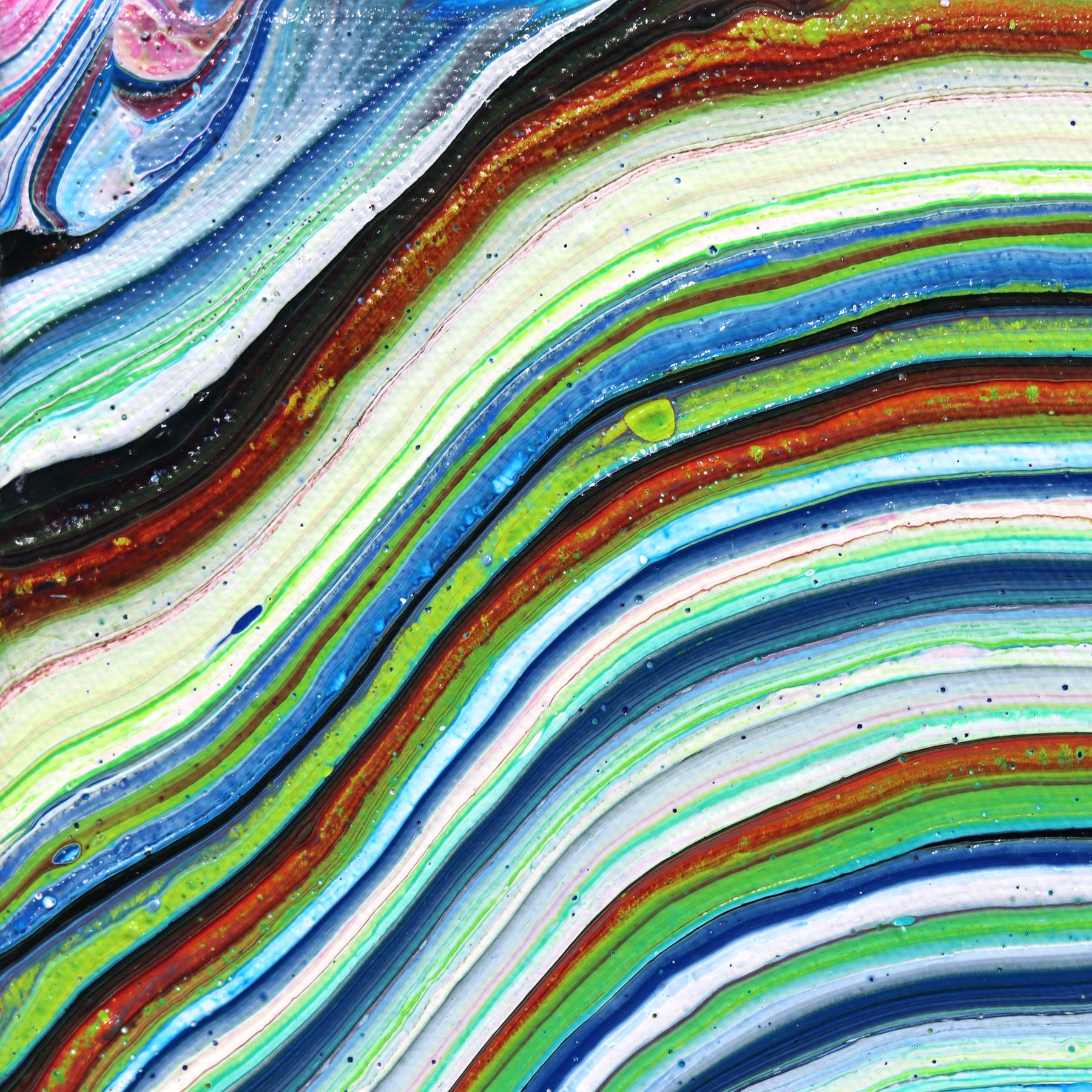 Souvenir - Abstrakte Erdtöne Optische Illusion Street Art Gemälde auf Leinwand im Angebot 2