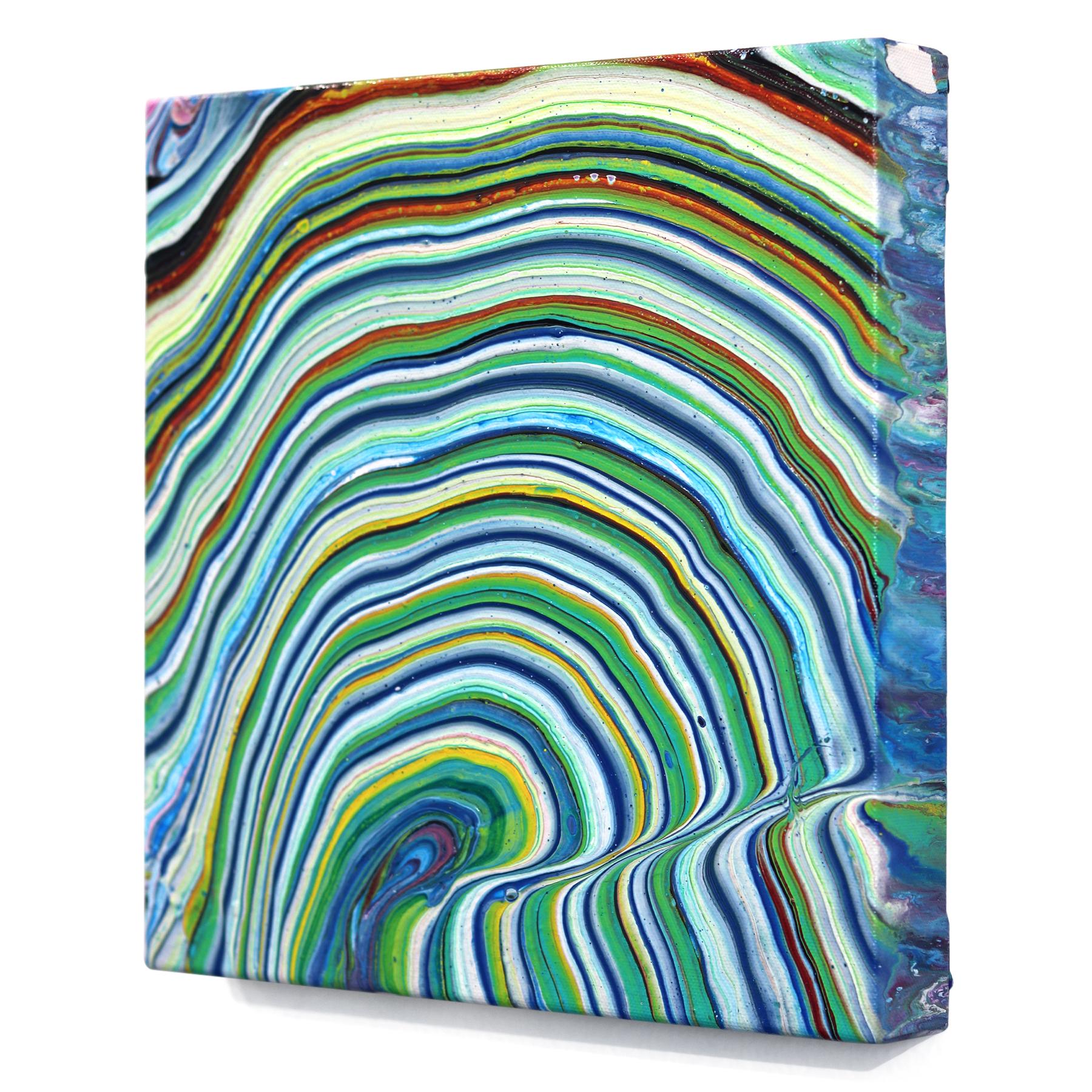 Souvenir - Abstrakte Erdtöne Optische Illusion Street Art Gemälde auf Leinwand im Angebot 3