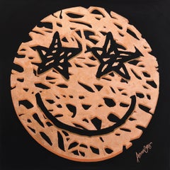 Starry Eyed n° 2 - Œuvre originale de pop art abstrait figuratif « Happy Face » sur toile