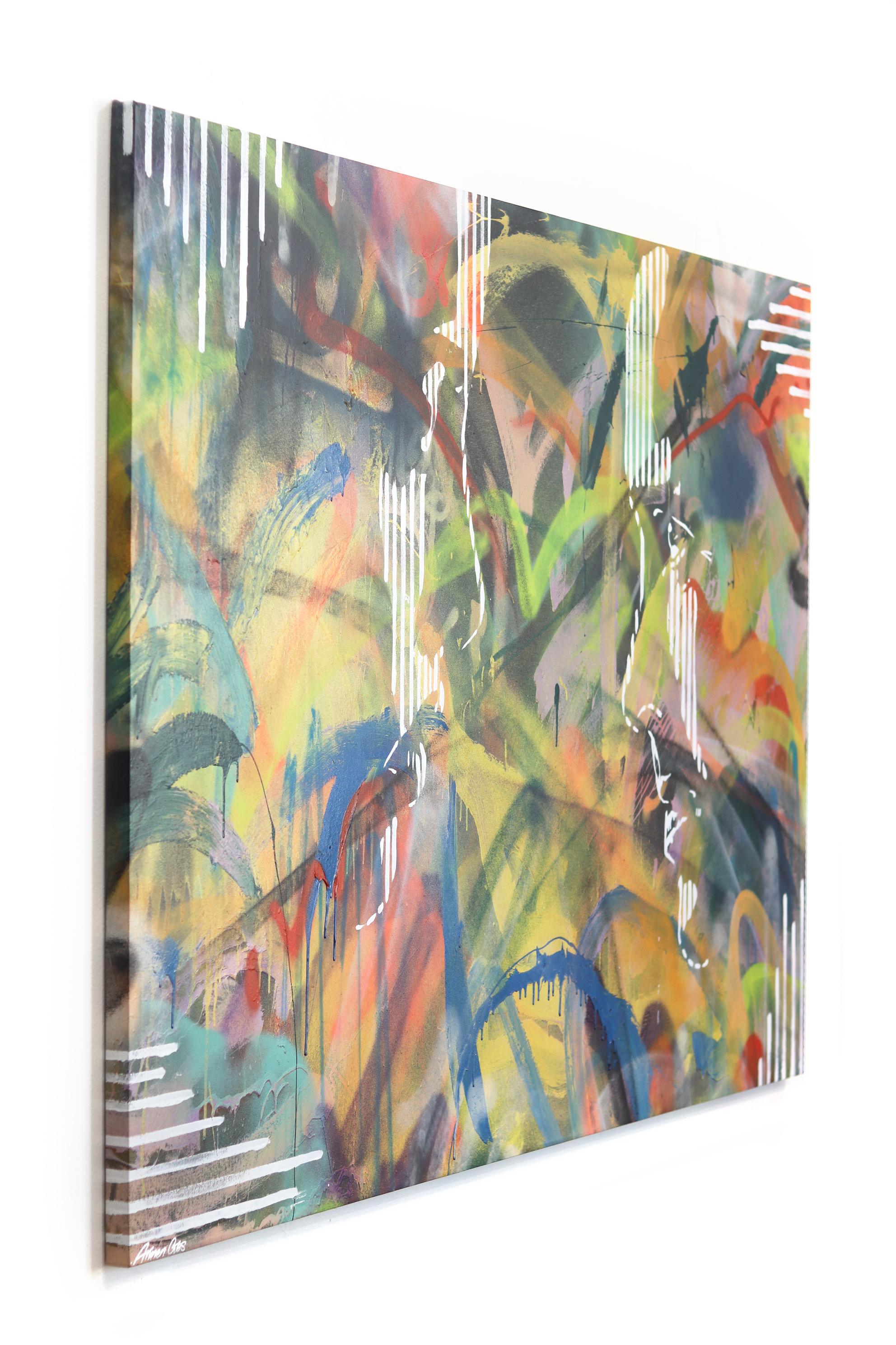 Grande œuvre d'art originale sur toile colorée surdimensionnée « Unconditional » - Marron Abstract Painting par Armen Ges