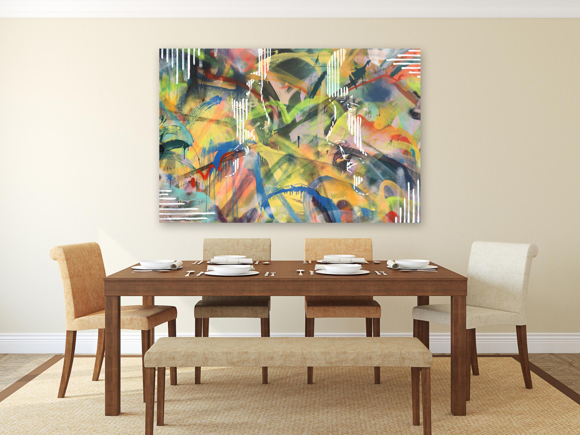 Grande œuvre d'art originale sur toile colorée surdimensionnée « Unconditional » en vente 2