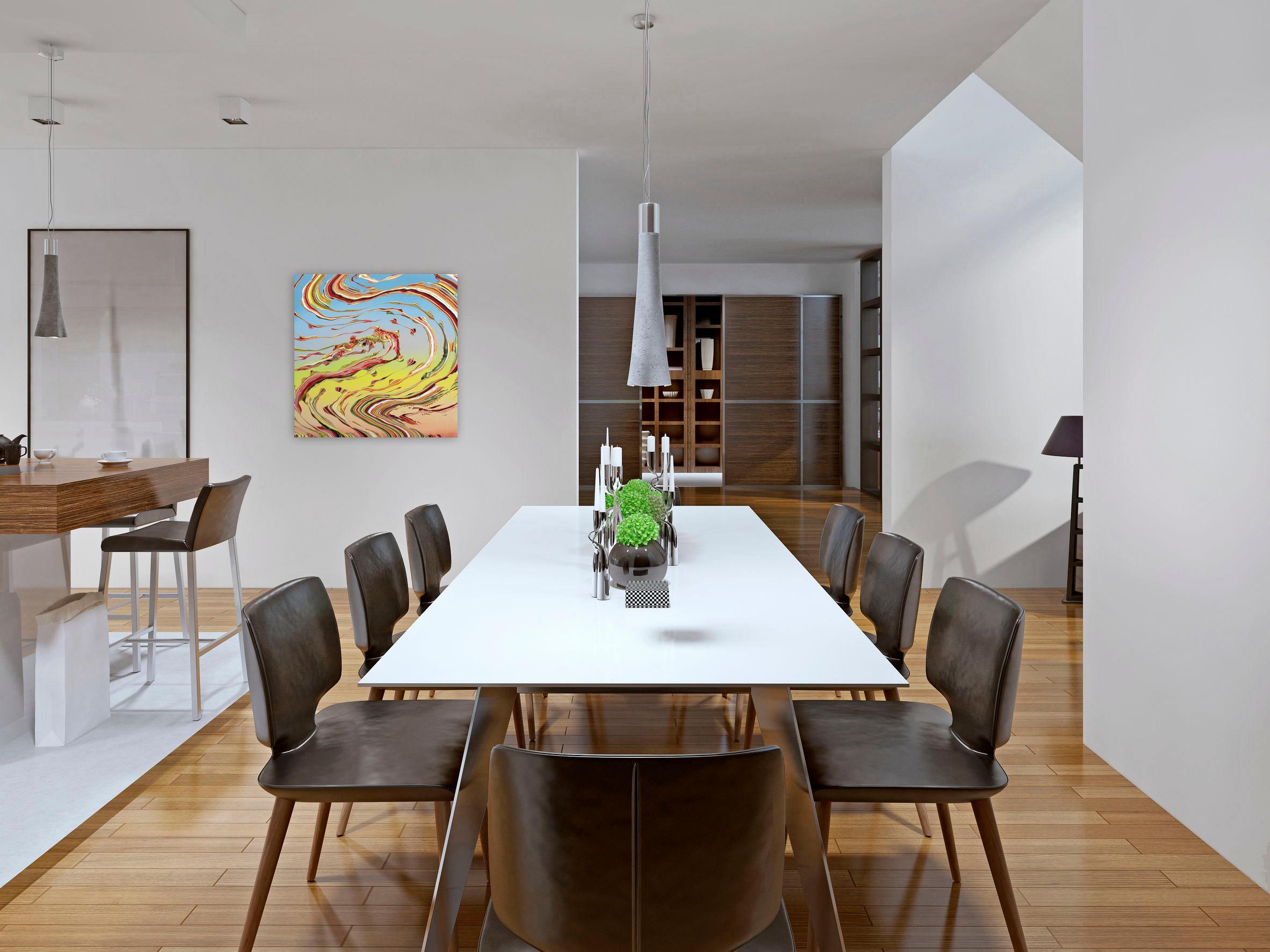 Senza titolo 32 - Pittura astratta colorata con illusione energetica su tela in vendita 3