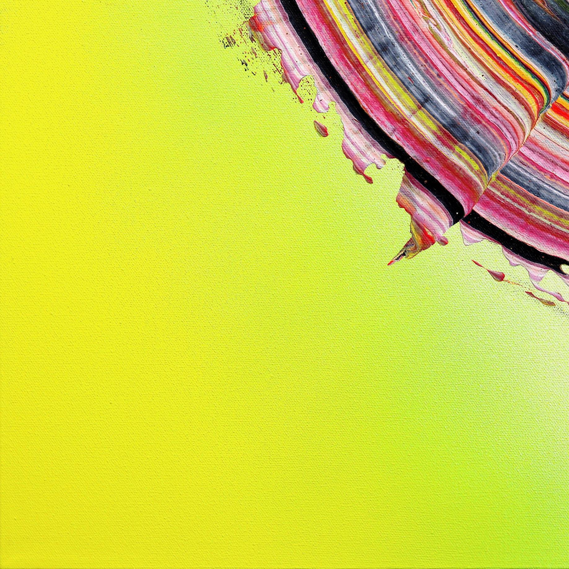 Espiral negra sin título - Pintura original contemporánea Círculos de colores degradados en venta 2