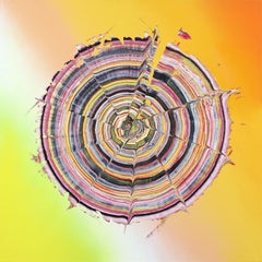 Schwarze Spiral ohne Titel – Original farbenfrohes, optisches Illusionengemälde mit Farbverlauf