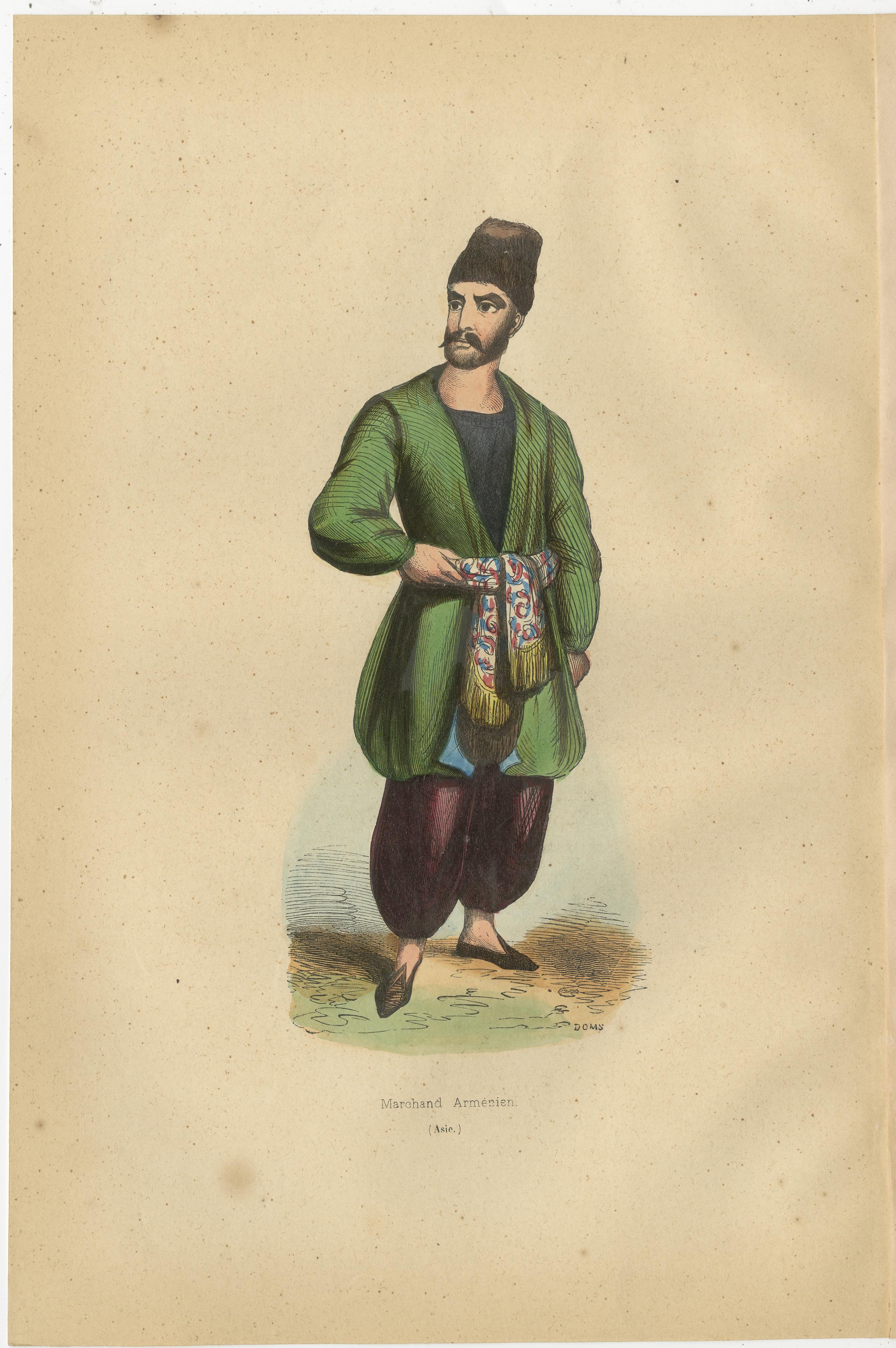 Comerciante armenio con atuendo tradicional de una litografía de 1844 Mediados del siglo XIX