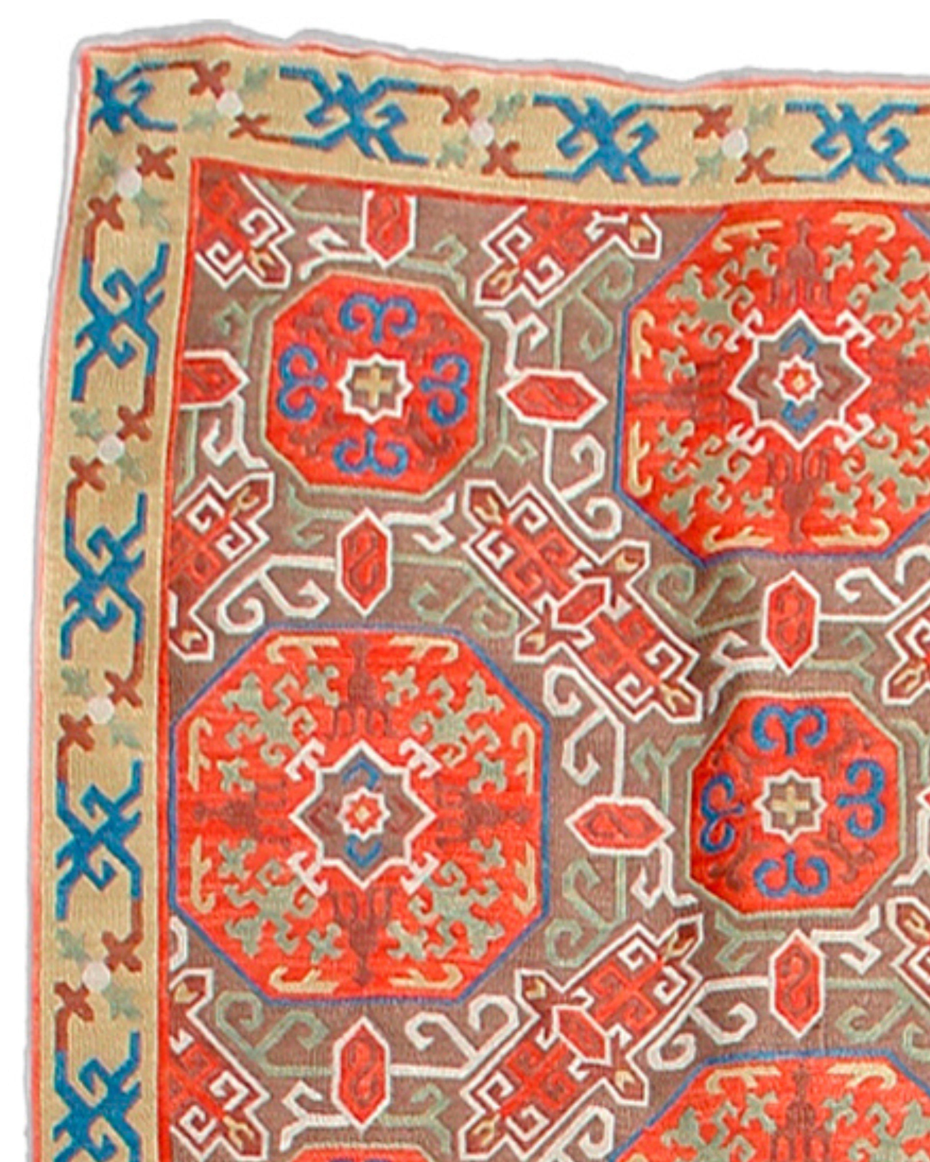Caucasian Antique Armenian Silk Embroidery Rug, Late 20th Century  For Sale