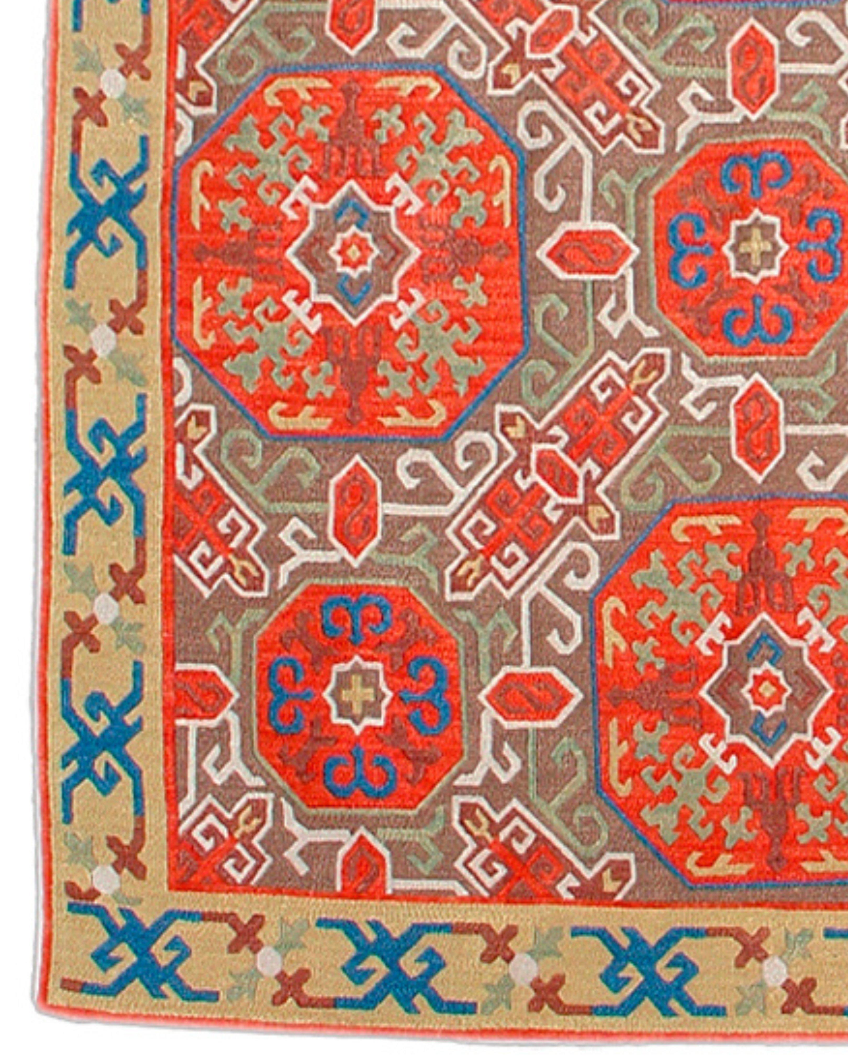 Embroidered Antique Armenian Silk Embroidery Rug, Late 20th Century  For Sale