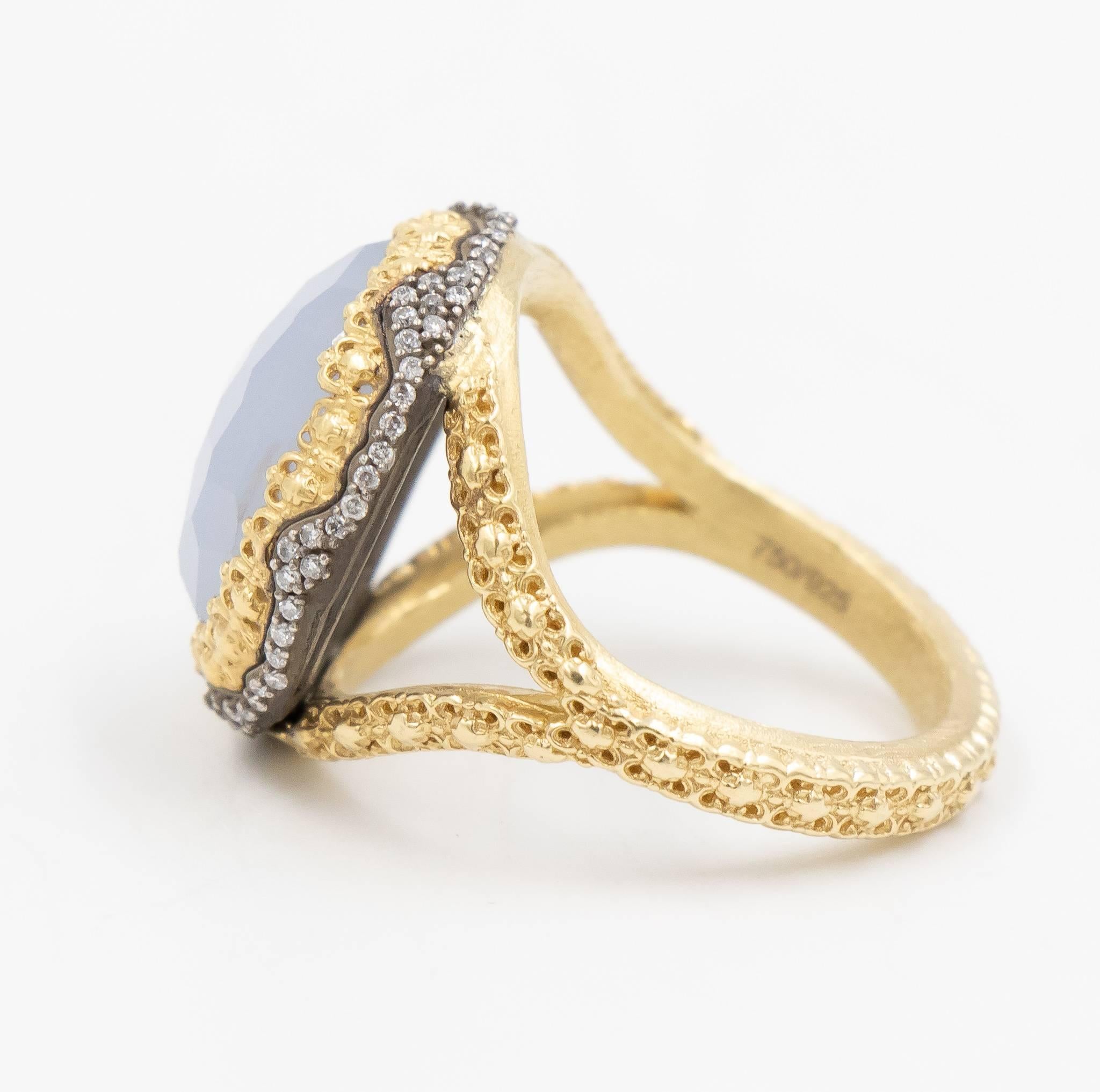 Women's Armenta 18 Karat Old World Chalcedony and Diamond Ring, Style 10286