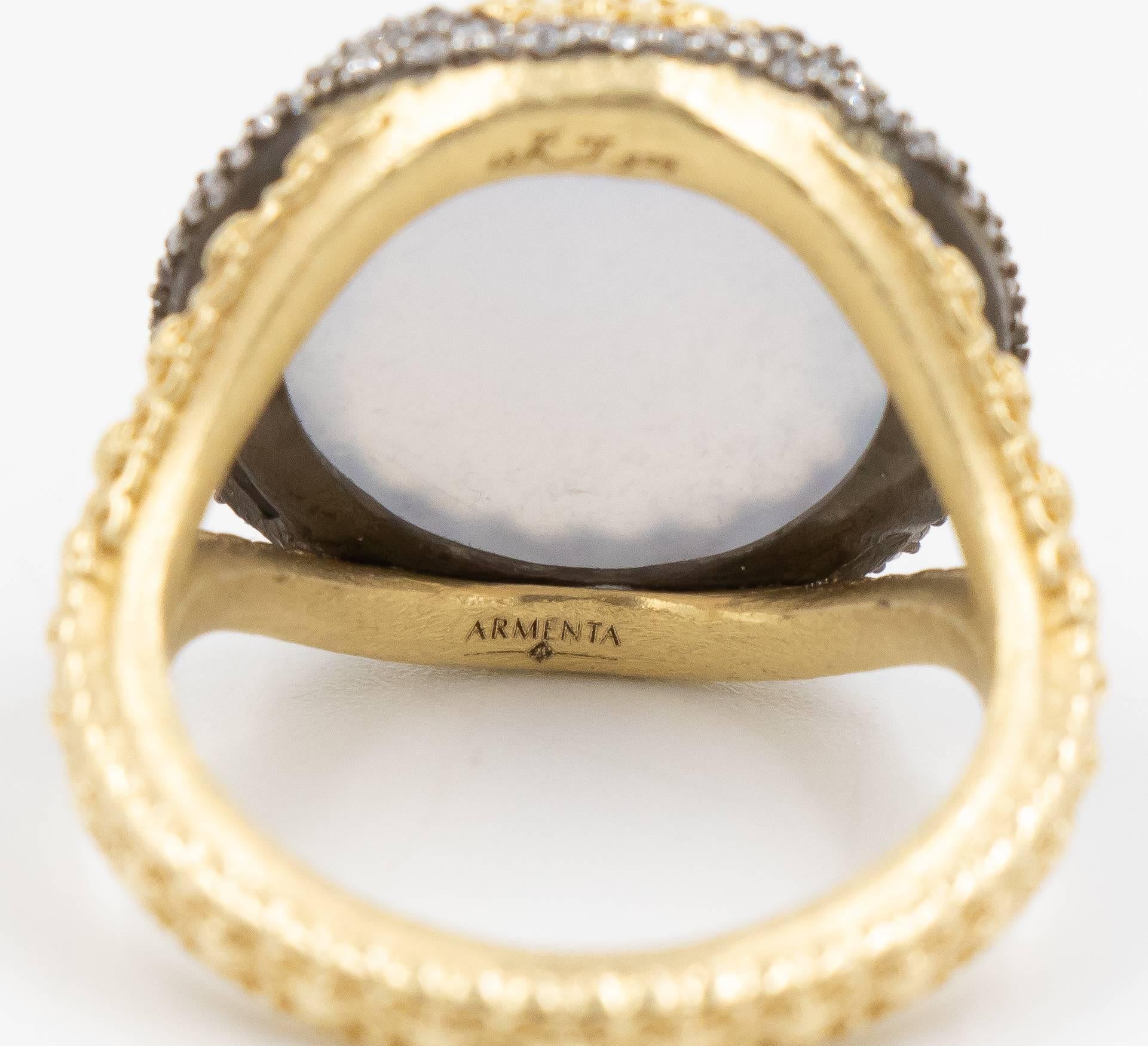 Armenta 18 Karat Old World Chalcedony and Diamond Ring, Style 10286 1
