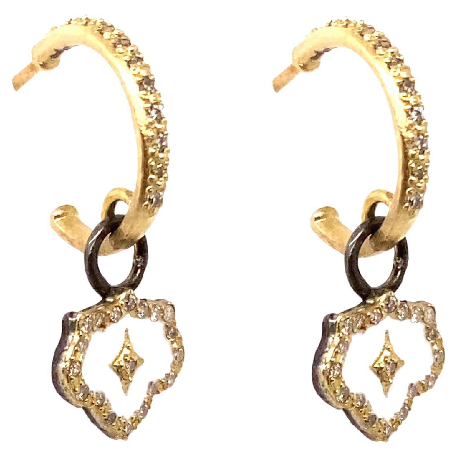 Armenta 18k Yellow Gold & Silver Padlock Drop Earring For Sale