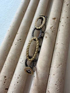 ARMENTA Pulsera de oro amarillo de 18 quilates y plata oxidada con diamantes