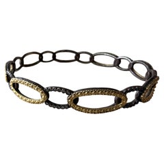 ARMENTA Pulsera de oro amarillo de 18 quilates y plata oxidada con diamantes