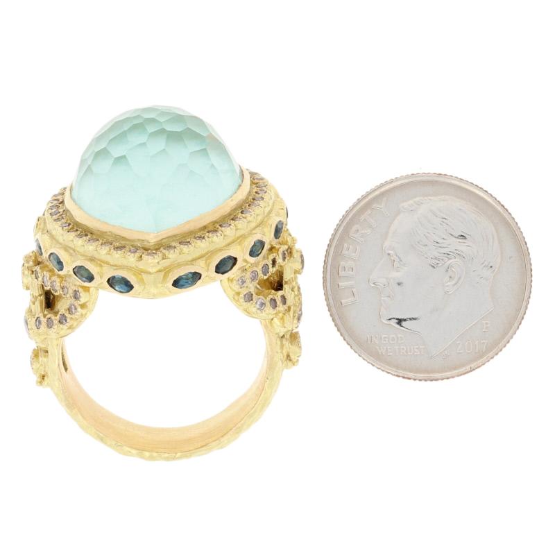 Women's Armenta 21.13ctw Multi-Gemstone Halo Ring 18k Gold Quartz w/ Turquoise Sapphires