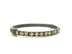 Armenta Crivelli Blackened Silver w/ 18k Yellow Gold Morganite Bangle Bracelet