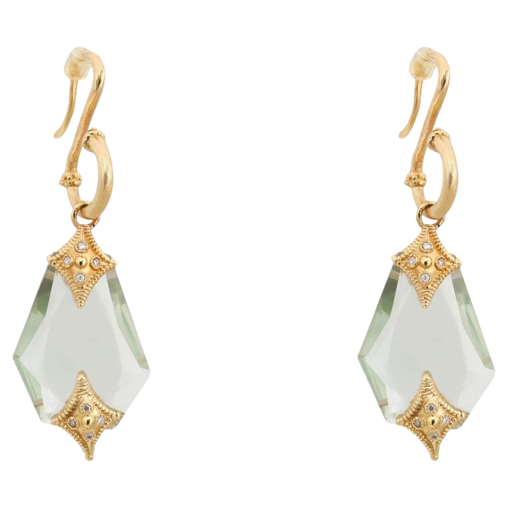 Armenta Crivelli Pendientes Gota Cristal Diamante Oro Amarillo 18K en venta