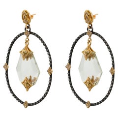 Armenta Crivelli Diamond Oval Drop Earrings 18K Yellow Gold & Silver