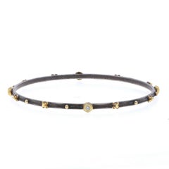 Armenta Crivelli Oxidized Station Diamond Bangle Bracelet 8" Ster 925 Gold 18k