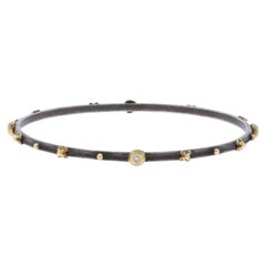 Armenta Crivelli Oxidized Station Diamond Bangle Bracelet 8" Ster 925 Gold 18k