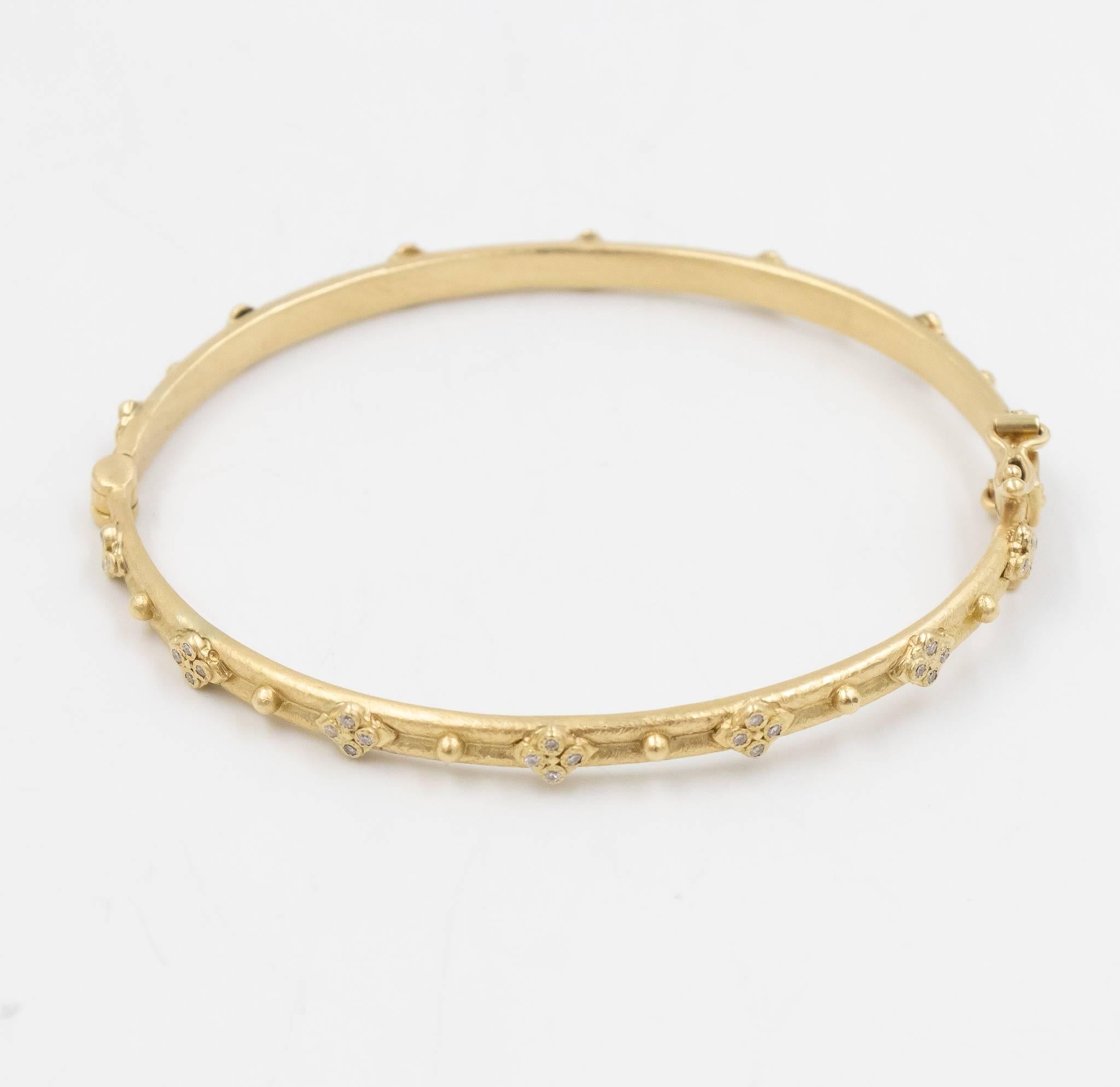 Women's or Men's Armenta Diamond Bangle Sueno Bracelet, 18 Karat Yellow Gold, Style 06153