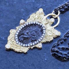 Armenta Diamant-Halskette mit Anhänger aus 18 Karat Gold und Sterlingsilber