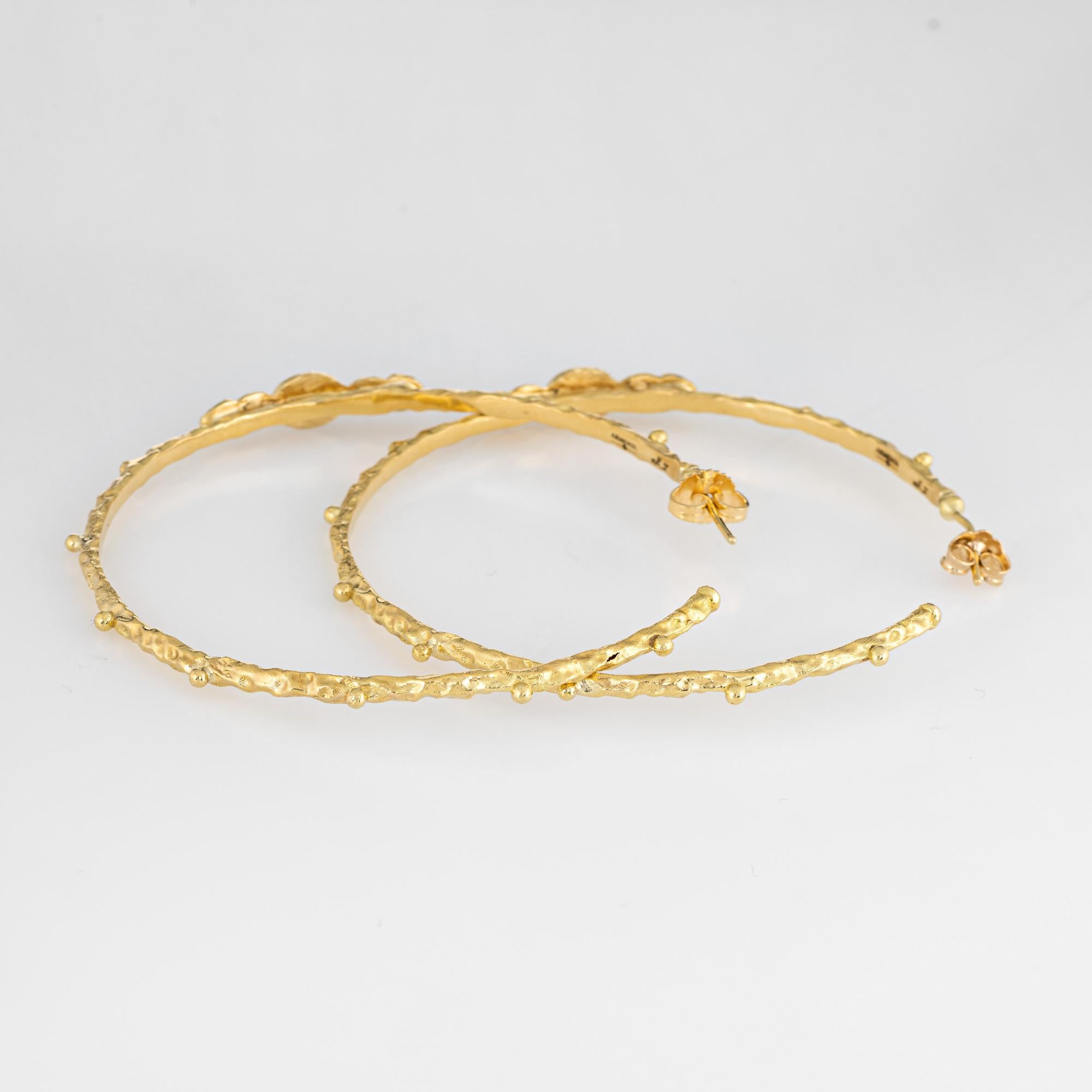 Elegant pair of Armenta large hoop earrings crafted in 18k yellow gold. 

Opals each measure 5mm x 4mm accented with white sapphires estimated at 0.32 carats (total estimated weight). The opals are in excellent condition and free of cracks or chips.