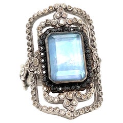 Vintage Armenta Mother of Pearl Sapphire and Diamond Statement Ring