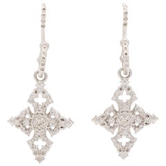 Armenta New World Cross Drop Earrings, Sterling Silver and Diamonds, Style 02899