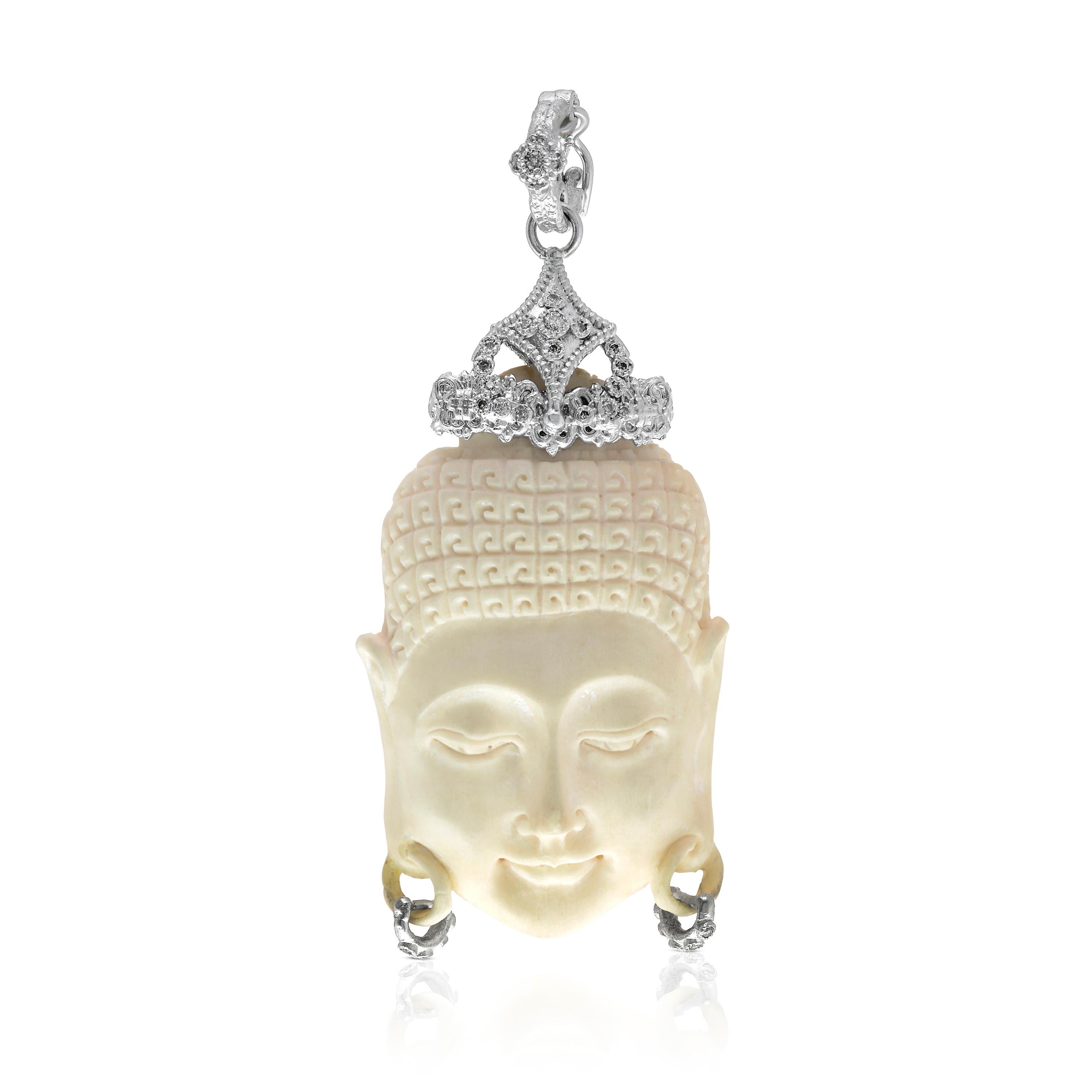 Armenta New World Sterling Silver, Diamond Buddha Pendant In New Condition In New York, NY