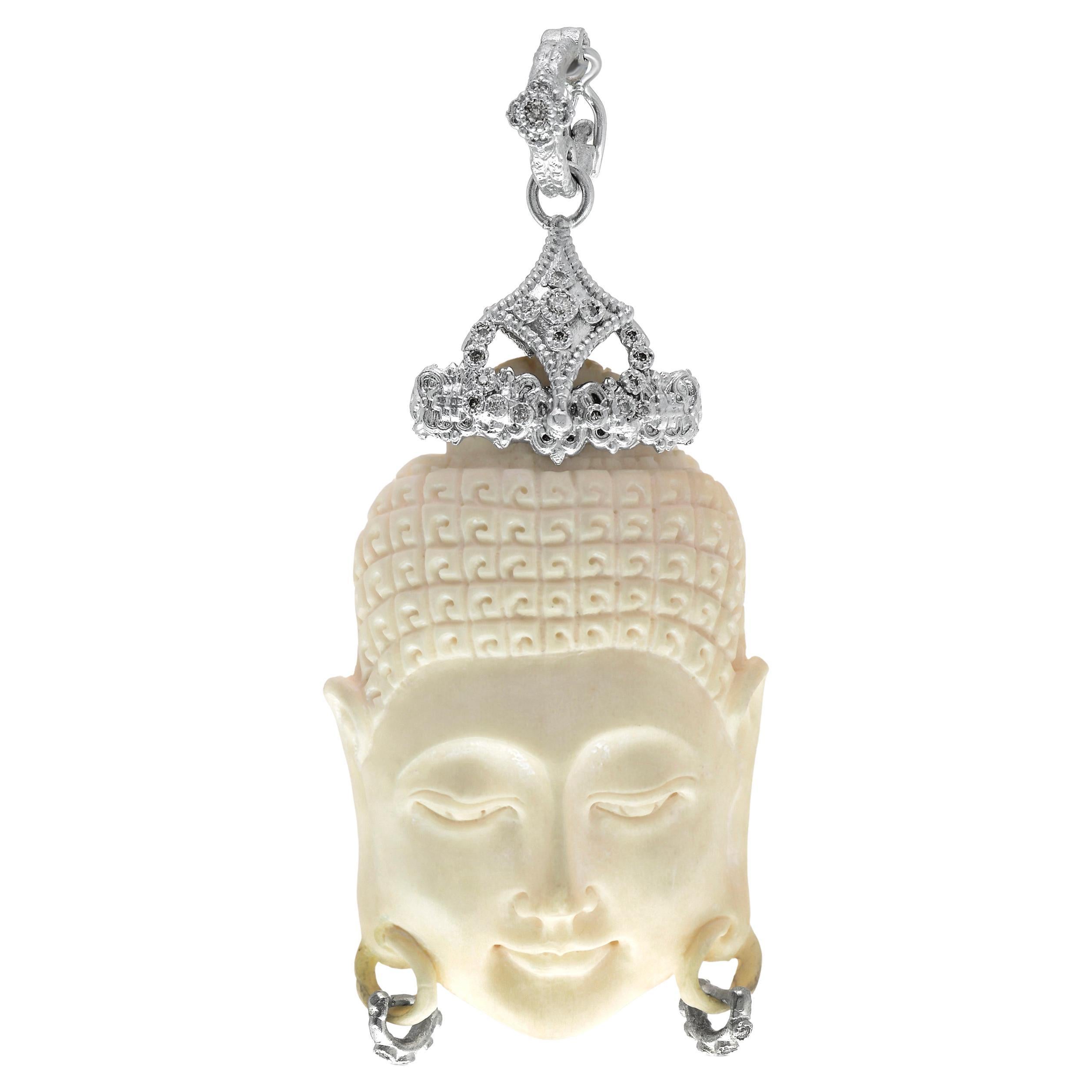 Armenta New World Sterling Silver, Diamond Buddha Pendant