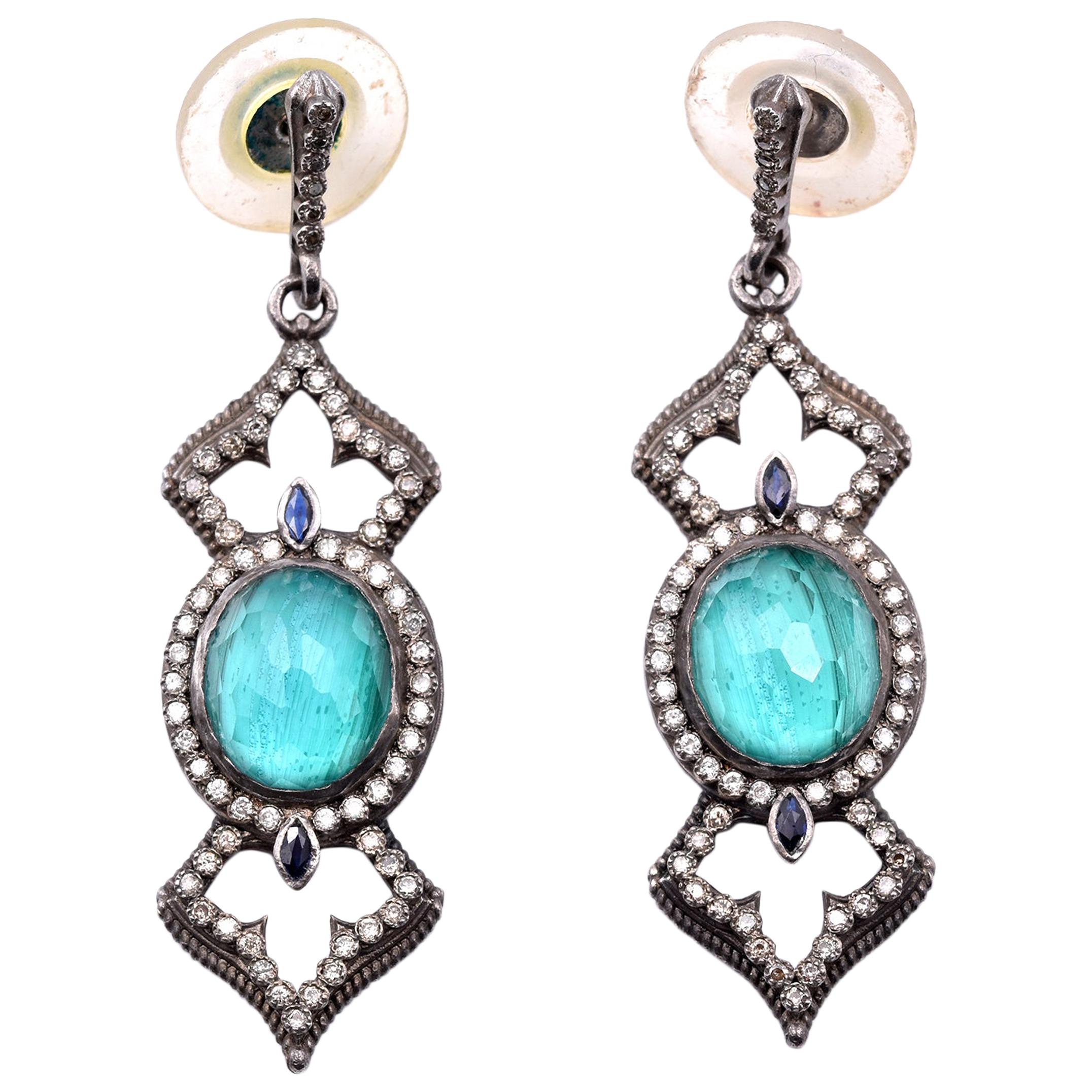 Armenta New World Sterling Silver and Arizona Turquoise Pear Earrings ...
