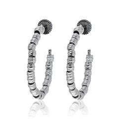 Armenta New World White Gold and Sterling Silver Hoop Earrings