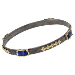 Armenta Old World 18k Gold And S. Silver Lapis Lazuli & Diamond Bangle Bracelet