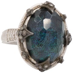 Armenta Old World Australian Black Opal and Crivelli Ring:: Doublet Style 11858