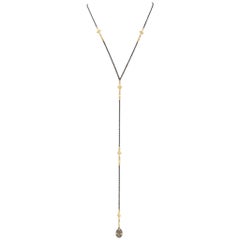 Armenta Collier Lariat en perles du Vieux Monde - Or jaune 18k & Argent - Style 11662