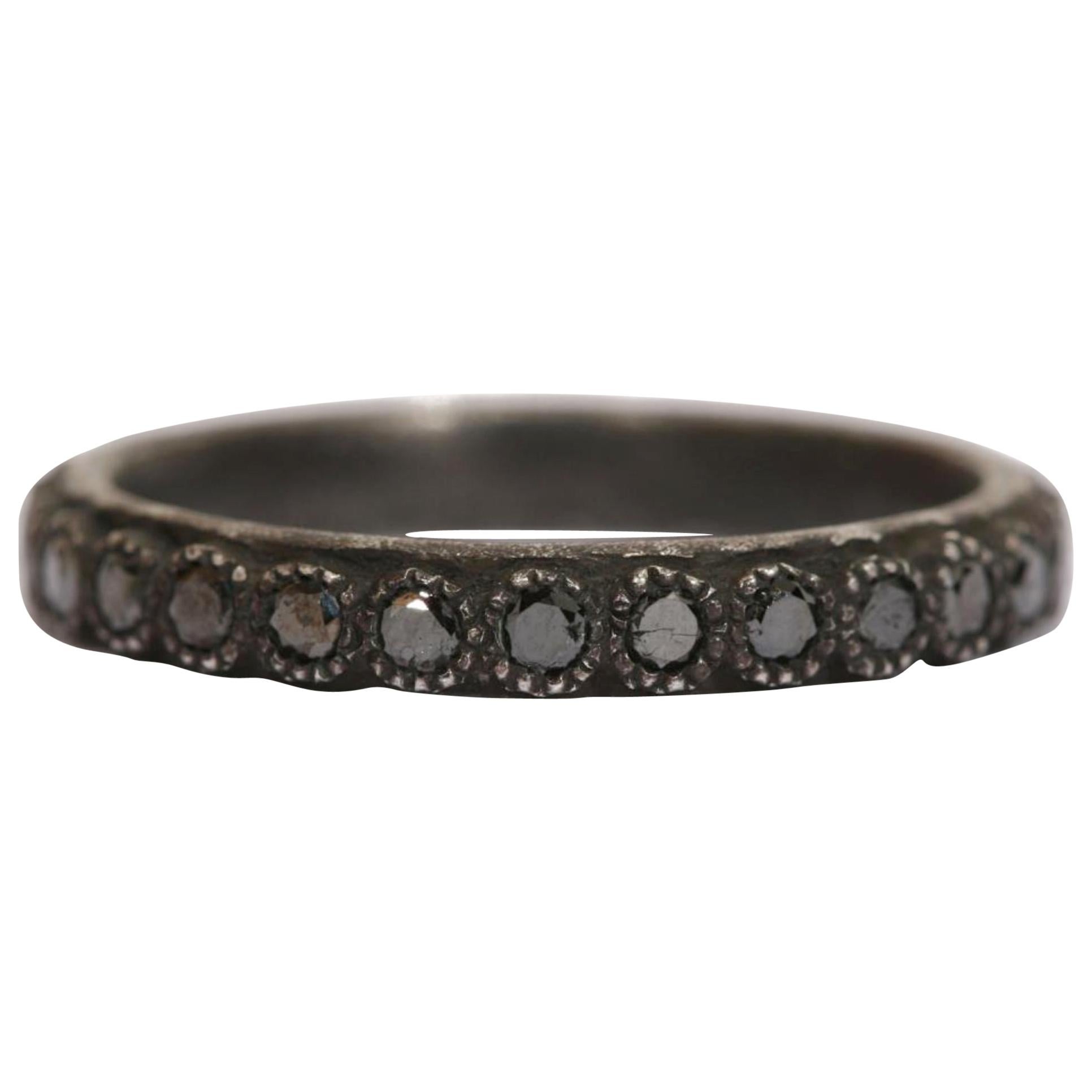 Armenta Old World Black Diamond Stackable Ring, Sterling Silver 925, Style 03117