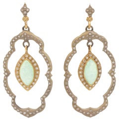 Armenta Old World Dangle Earrings Diamond Chrysoprase and Moonstone, Style 09245