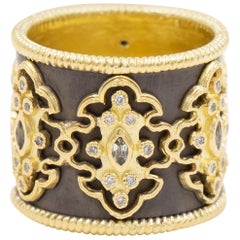 Armenta Old World Scroll Band Ring, Diamonds and White Sapphires, Style 01950
