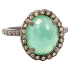 Bague doublet Armenta en chrysoprase ovale et quartz lunaire:: style 10695