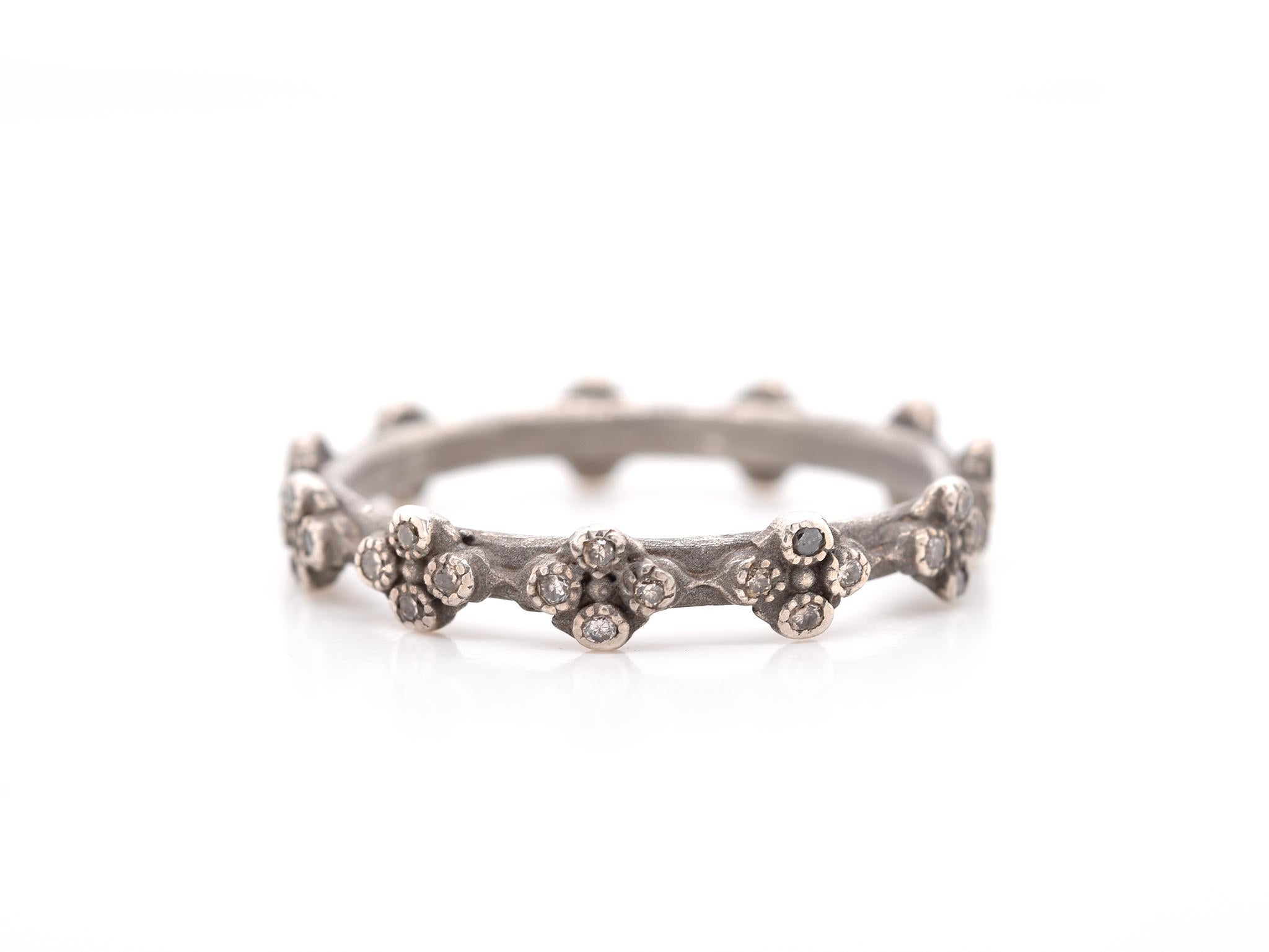 Designer: Armenta
Material: sterling silver
Diamonds: 44 round brilliant cut champagne diamonds = 0.25cttw
Ring Size: 6 ¼ 
Dimensions: band measures 3.60mm wide
Weight: 1.94 grams
