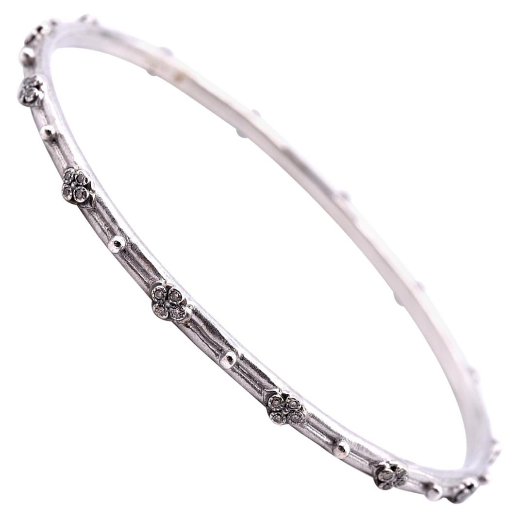 Armenta Sterling Silver Diamond Bangle Bracelet For Sale