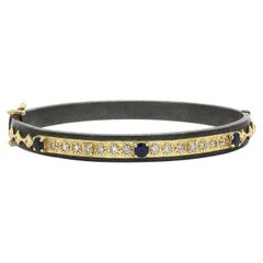 Armenta Vintage Silver & 18k Gold Diamond w/ Sapphire Crivelli Bangle Bracelet