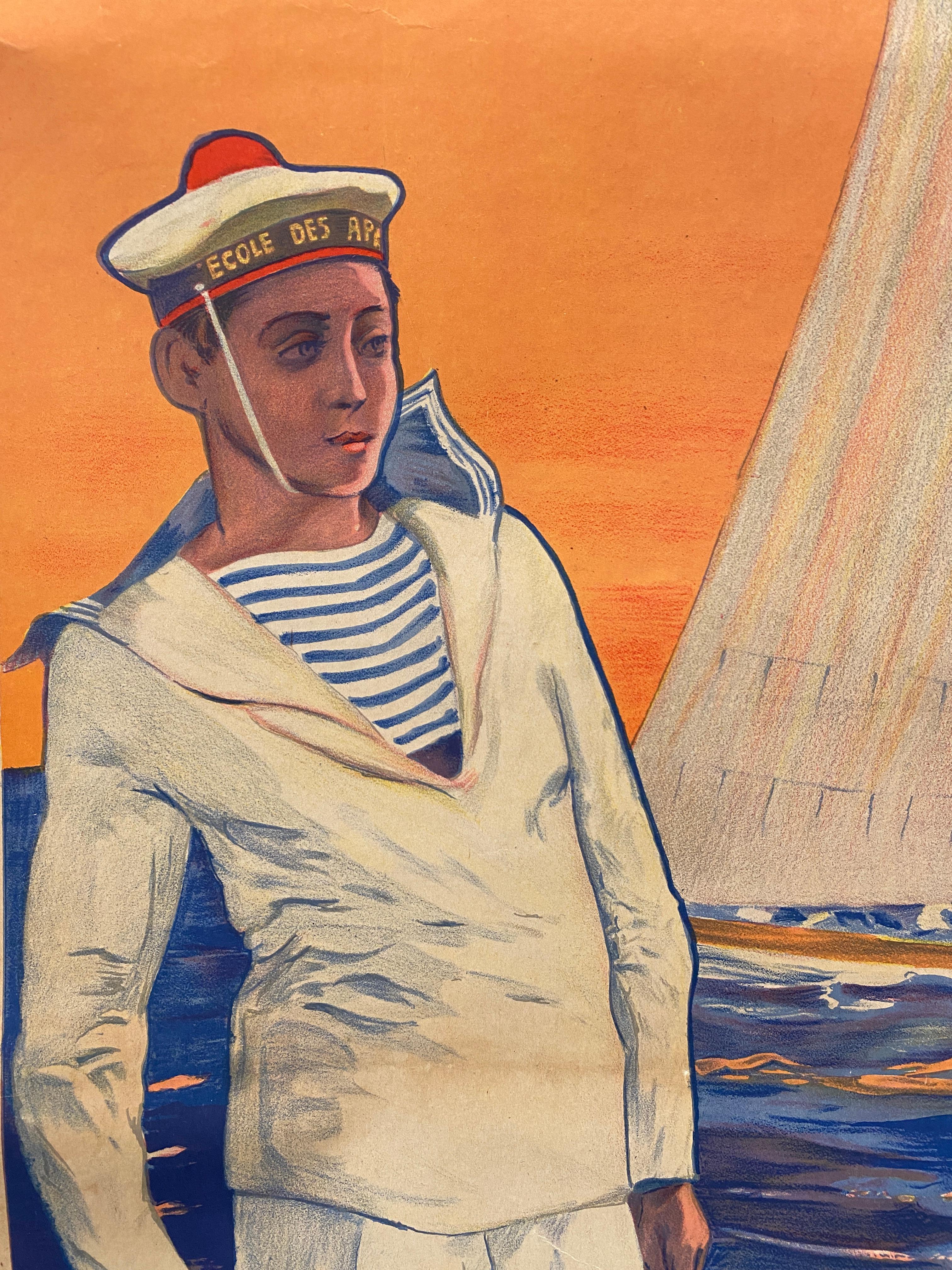 'Armez - Vous Pour La Vie Dans Les Ecoles De La Marine' c. 1925 Cartel original

