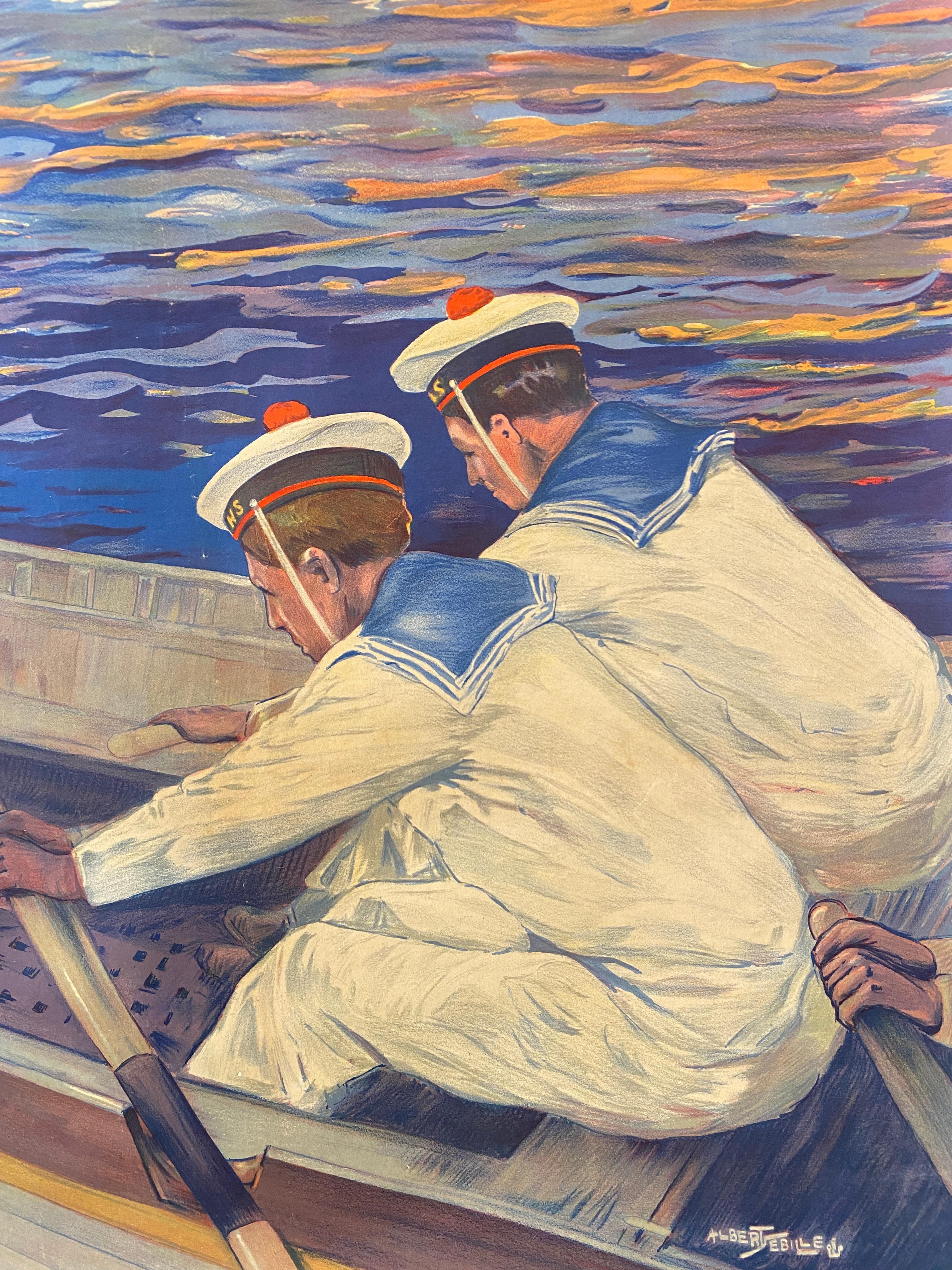 'Armez - Vous Pour La Vie Dans Les Ecoles De La Marine' c. 1925 Cartel original Art Decó en venta