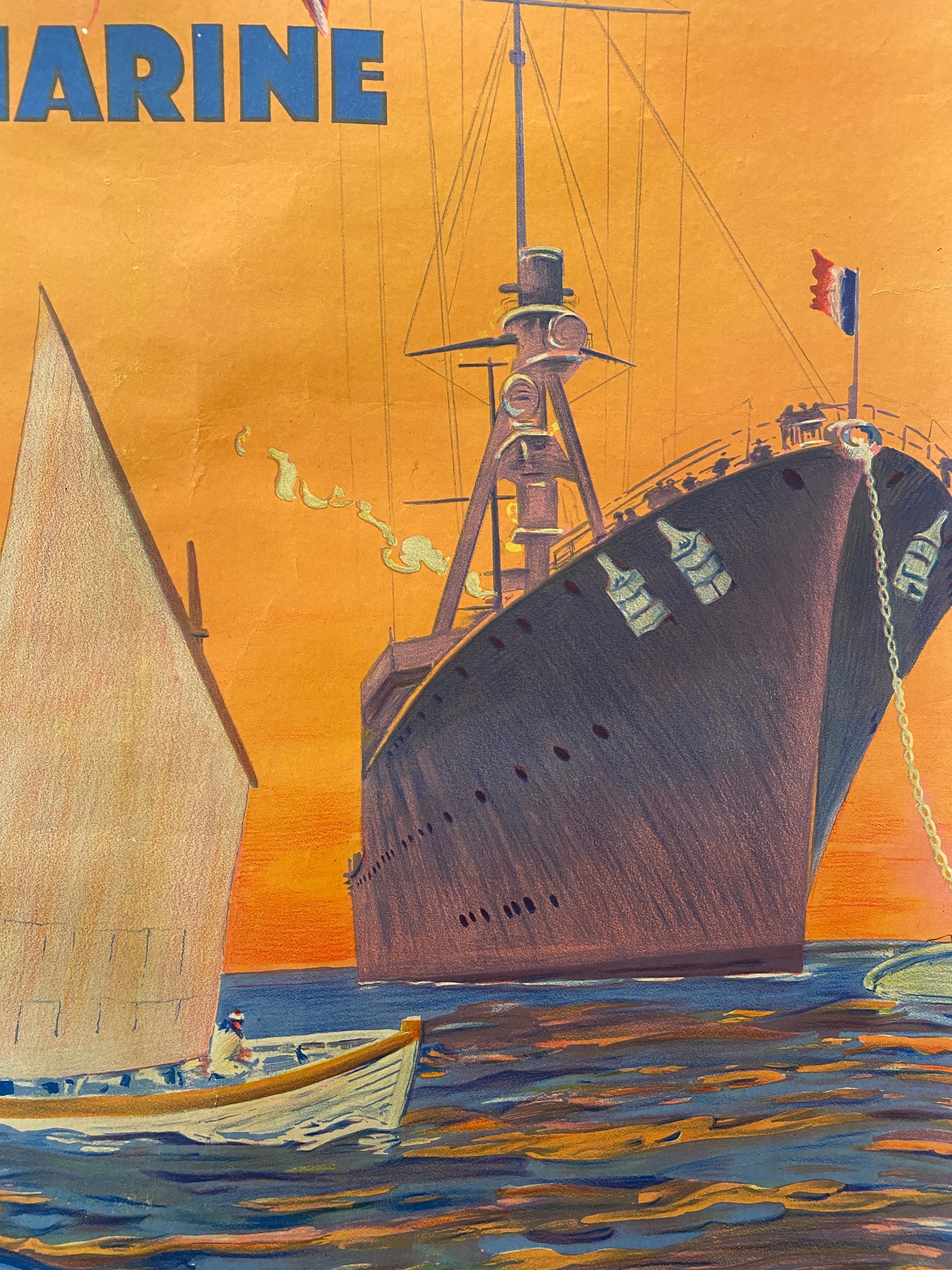 'Armez - Vous Pour La Vie Dans Les Ecoles De La Marine' c. 1925 Cartel original Francés en venta