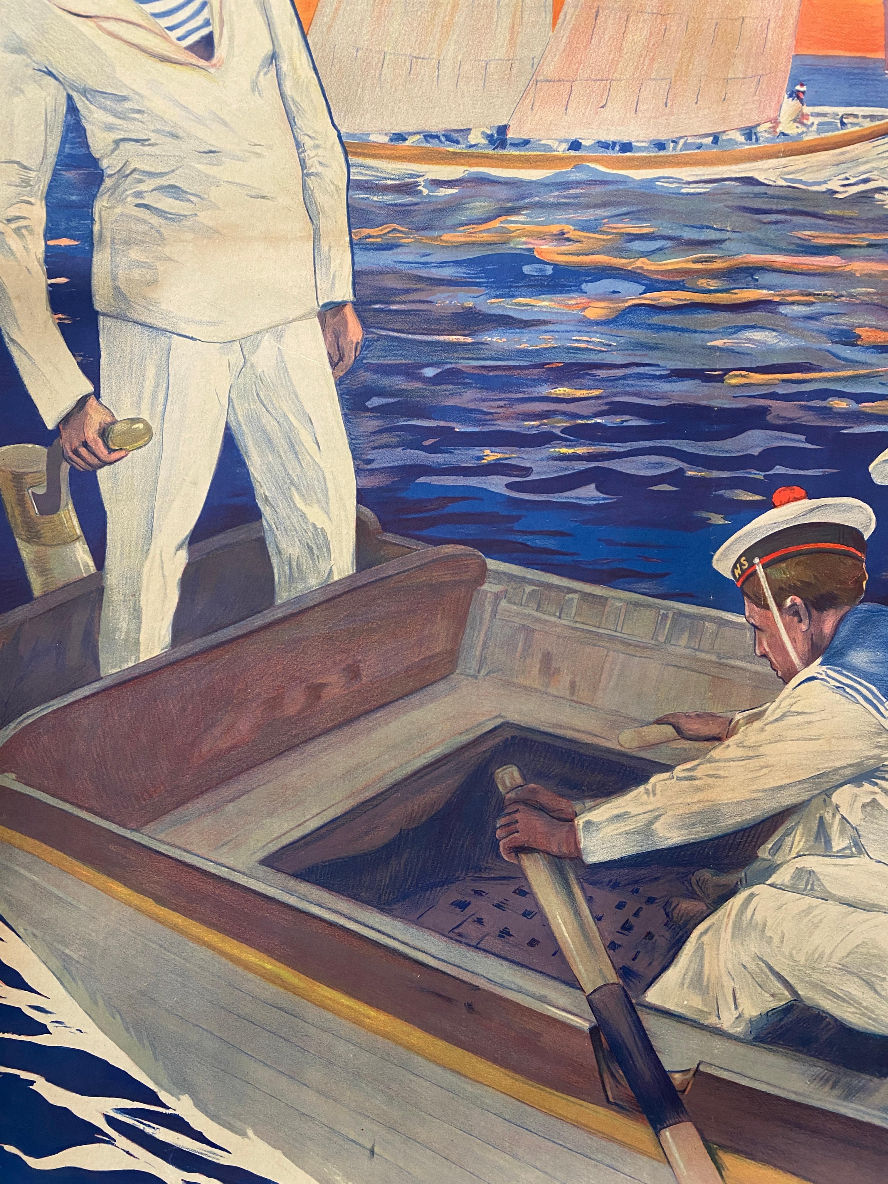 'Armez - Vous Pour La Vie Dans Les Ecoles De La Marine' c. 1925 Cartel original en Bueno estado para la venta en Melbourne, Victoria